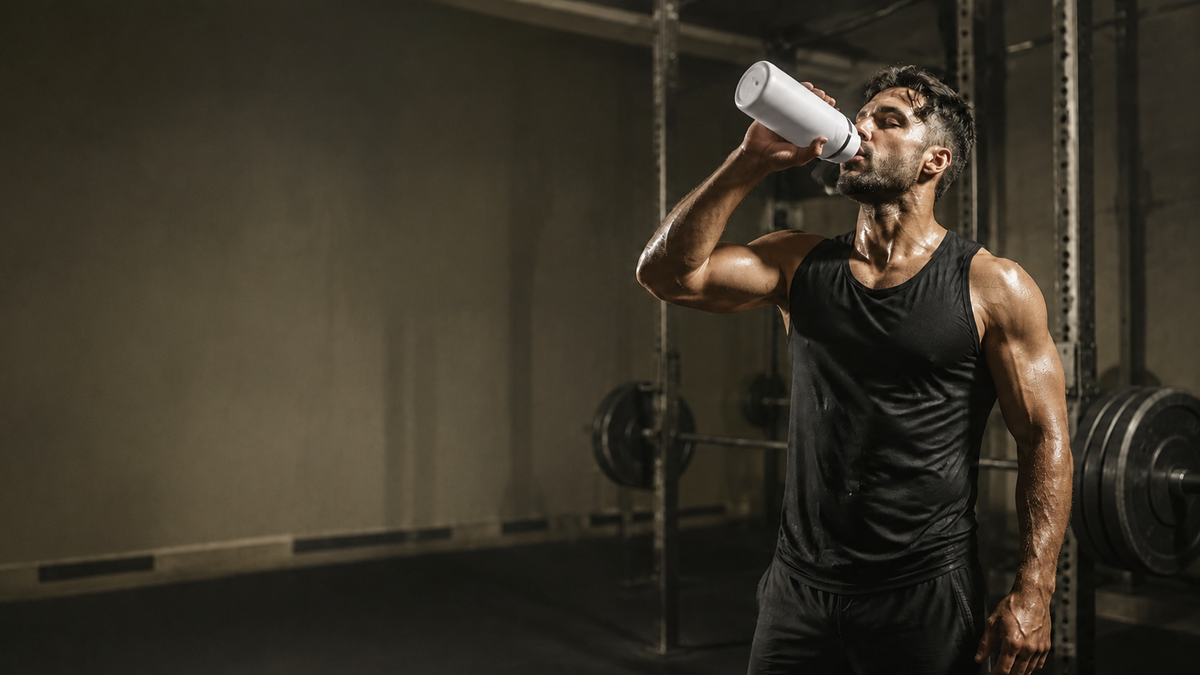 Woman drinking from a bottle after a workout